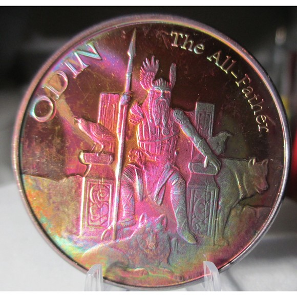 Colored Brilliant Finish Art Coin: Norse Gods Odin-Valkyrie Stunning!!!Unique!!! - Picture 3 of 4